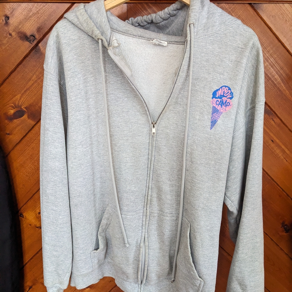 Improv Camp Gray Zip-Up Hoodie